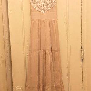 Anthropologie Wendy Katlen Beige tiered Boho maxi